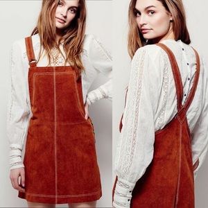 Free People suede leather jumper dress NWT